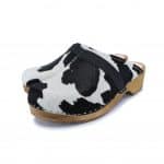 Alex Holzclogs flach COW - KUHFELL schwarz-weiss mit dunkler Sohle – Bild 2