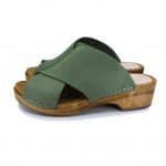 EVA Holz Clogs Sandale flach Grün moss
