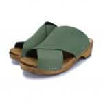 EVA Holz Clogs Sandale flach Grün moss – Bild 3