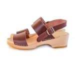 FINT Holz Clogs Sandale flach bordeaux braun