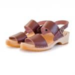 FINT Holz Clogs Sandale flach bordeaux braun – Bild 2