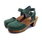 MAJKEN Holz Clogs Sandale mit Absatz dunkelgrün – Bild 2