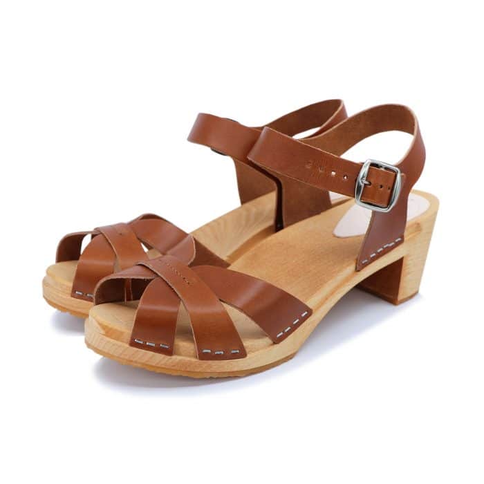 BLOMMA Holz Clogs Sandale mit Absatz cognac braun – Bild 2