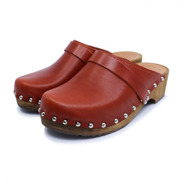 LYCKA Holz Clogs flach mit Nieten curry braun – Bild 4