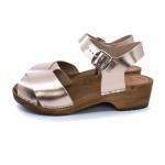 MÄRTA Holz Clogs Sandale flach rose metallic