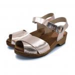 MÄRTA Holz Clogs Sandale flach rose metallic – Bild 4