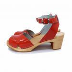 FESTIVAL Holz Clogs Sandale mit Absatz orange Lack