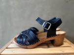 LÄRKA Holz Clogs Sandale mit Absatz blau – Bild 3