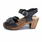 TILDE Holz Clogs Sandale mit Absatz onyx schwarz