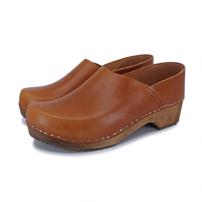 foto04b SNÖ Holz Clogs Sommer & Winter flach cognac – Bild 2