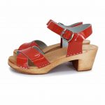 LOVA Holz Clogs Sandale mit Absatz orange Lack