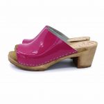 MIA Holz Clogs Sandale mit Absatz Fuchsia pink Lack