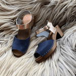 CLEO Holz Clogs Sandale mit Absatz blau rosé – Bild 3
