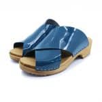 EVA Holz Clogs Sandale flach petrol blau – Bild 2