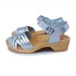 VAR Holz Clogs Holz Clogs Sandale flach silber