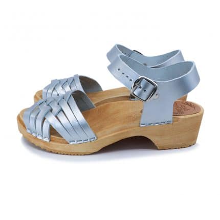 VAR Holz Clogs Holz Clogs Sandale flach silber