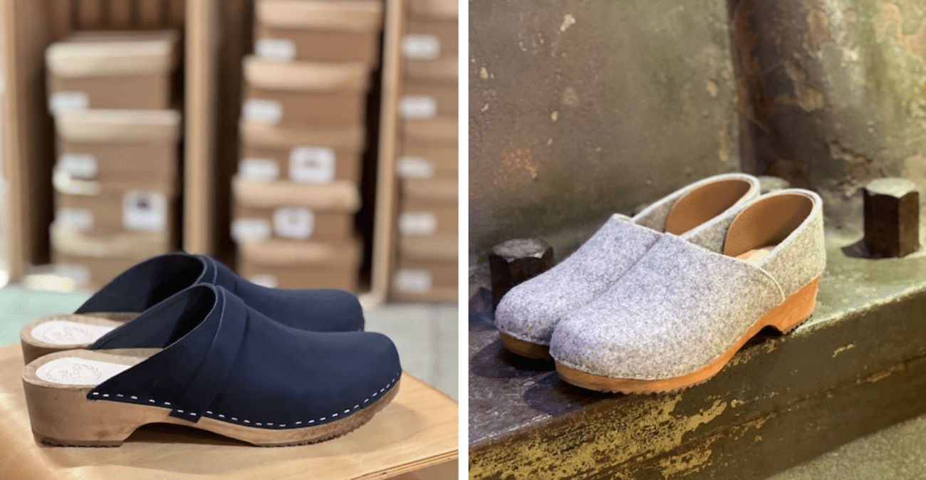 Clogs für Herren in dunkelblau und grauem Filz
