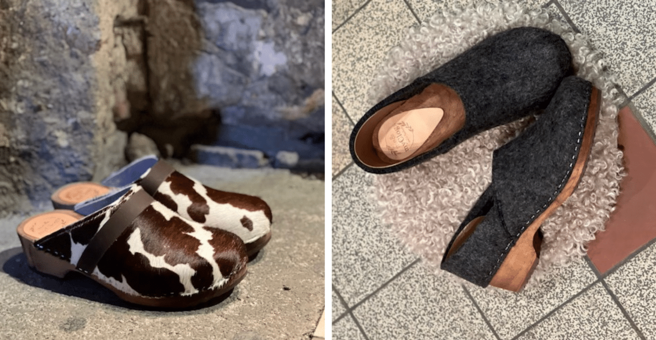 Clogs für Herren mit Filz und Kuhfell-Optik