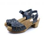 leichte und bequeme Holzclogs Sandale mit Absatz in vegetal gegerbten Leder