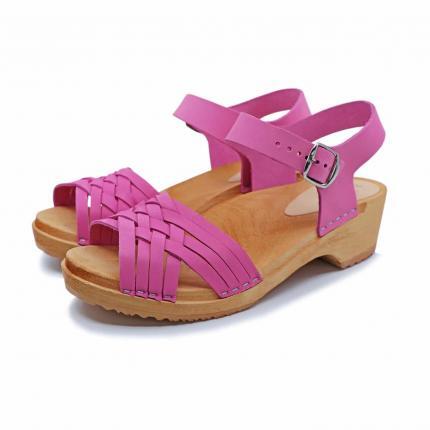 Holclogs leicht und bequem Sandale Flechtoptik pink