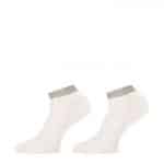 weisse Kurzsocke mit Bordüre in olive grün, ideal für Clogs und Sneaker