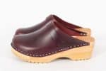 Anna bordeaux braun Holz Clogs vegetabil gegerbtes Leder