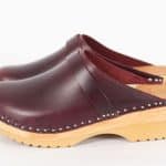 Anna bordeaux braun Holz Clogs vegetabil gegerbtes Leder