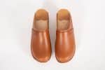 Anna cognac Holz Clogs vegetabil gegerbtes Leder – Bild 6