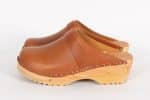 Anna cognac Holz Clogs vegetabil gegerbtes Leder