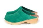 Lena Emerald Holz Clogs Veloursleder