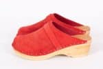Lena Rot Holz Clogs Veloursleder