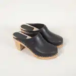 Fancy Clogs Schwarz – Damen Holzclogs aus Pull-Up Leder – Bild 5