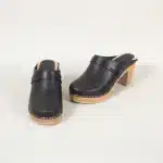 Fancy Clogs Schwarz – Damen Holzclogs aus Pull-Up Leder – Bild 4